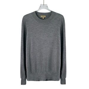 Burberry Grey Wool Round-Neck Long-Sleeved Knitwear Sweater Size L